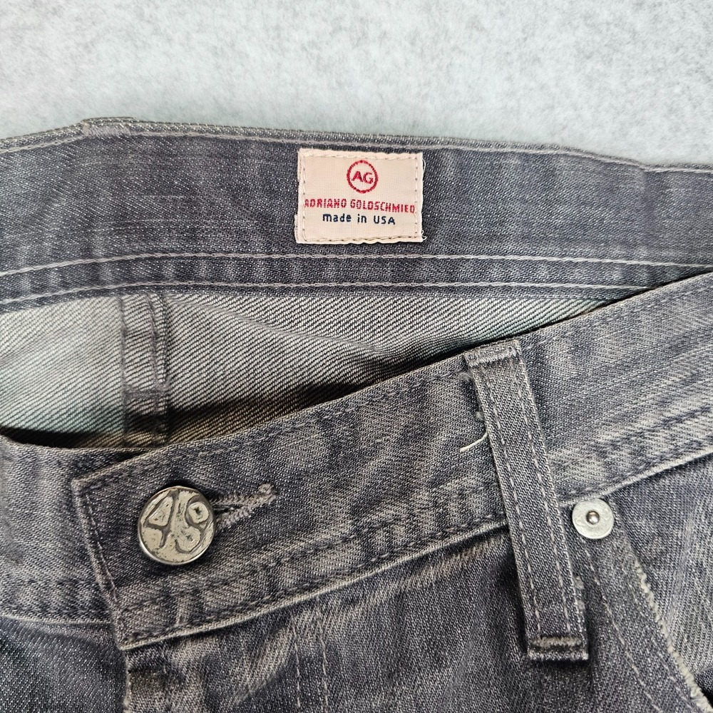 AG Adriano Goldschmied Jeans Mens 38x34 Gray Slim Straight Matchbox Distressed - Picture 3 of 16